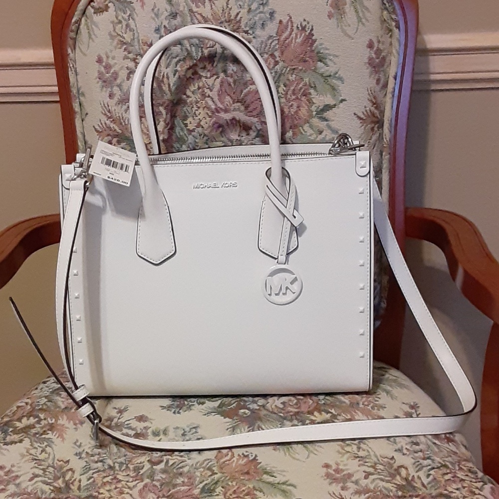 Michael Kors Maple Optic White Large  Leather Satchel